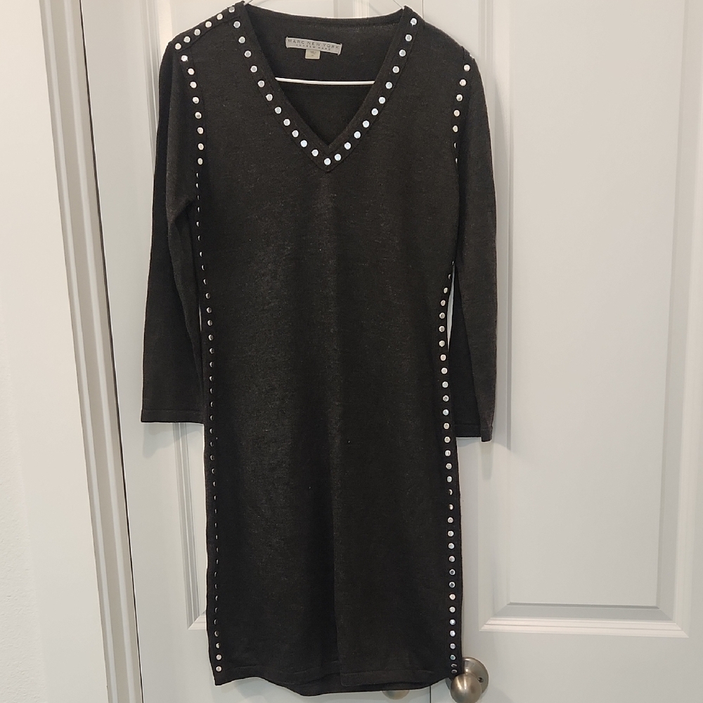 Marc New York Dark Grey Long Sleeve Dress with Silver Studs